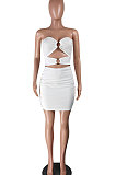 Fashion Sexy Chest Wrap Pure Color Mini Dress AYA7004