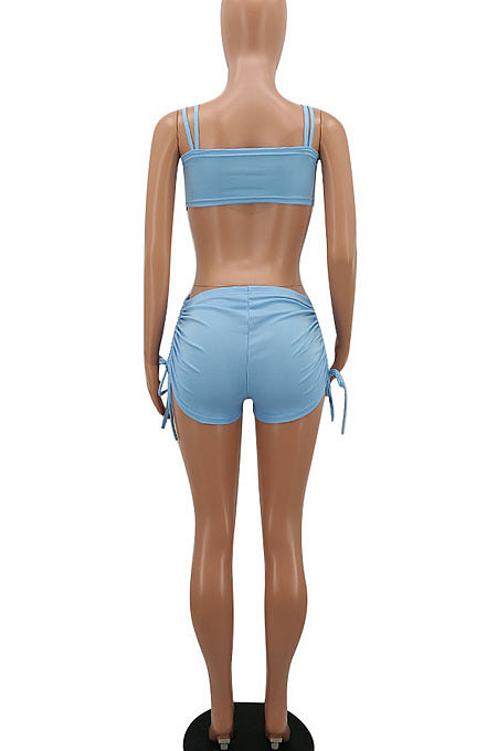 Casual Sexy Drawsting Bind Pure Color Shorts Sets AYA7002