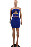 Fashion Sexy Chest Wrap Pure Color Mini Dress AYA7004