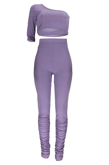 Ruffle Pants Single Sleeve Tops Pit Bar Two-Pieces LL6283