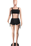 Casual Sexy Drawsting Bind Pure Color Shorts Sets AYA7002