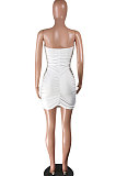 Fashion Sexy Chest Wrap Pure Color Mini Dress AYA7004