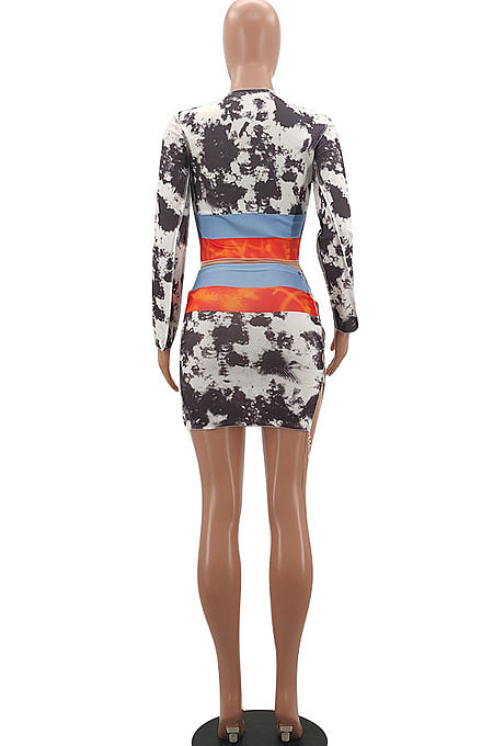 Fashion Casual Positioning Printing Apply Colours To A Drawing Skirts Sets AYA7008
