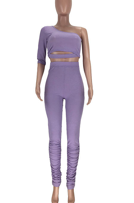 Ruffle Pants Single Sleeve Tops Pit Bar Two-Pieces LL6283