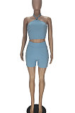 Pure Color Cross Bind Vest Shorts Sets QMQ7030