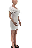 Club Ribber Women Zipper Bodycon Short Dress XXR2139