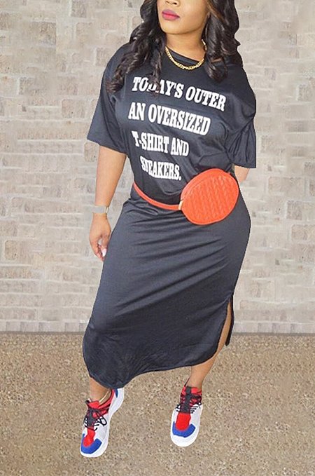 Plus Size Pure Color Casual Pullover Skirt MLD5007