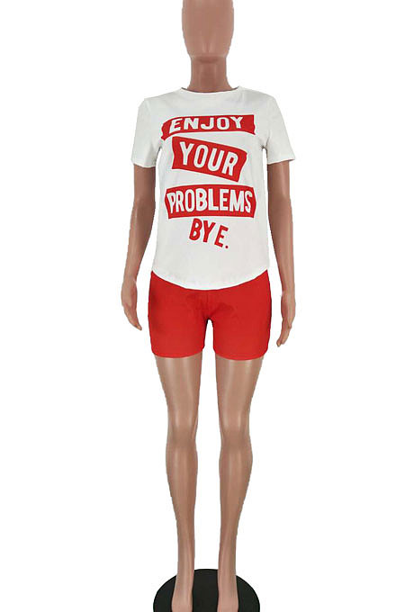 Trendy Letter Printing Casual Two-Pieces QMQ7042