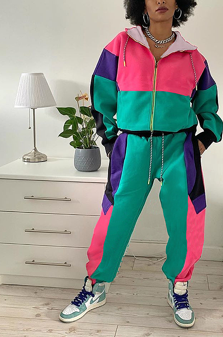 Multicolor Print Tie-Dyed Fashion Leisure Sports Two-Piece Set MLD5024
