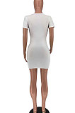 Club Ribber Women Zipper Bodycon Short Dress XXR2139