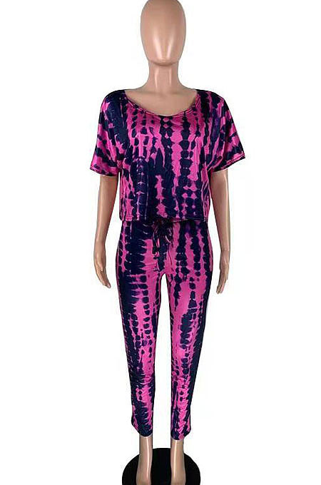 Printing Casual Short Sleeve Two-pieces QQX1209