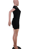 Fashion Women Pure Color Hole Sport Shorts Sets AYM5005