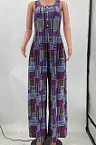 Euramerican Fashion Women Printing Button Casual Jumpsuit AYM5014