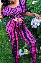 Printing Casual Short Sleeve Two-pieces QQX1209