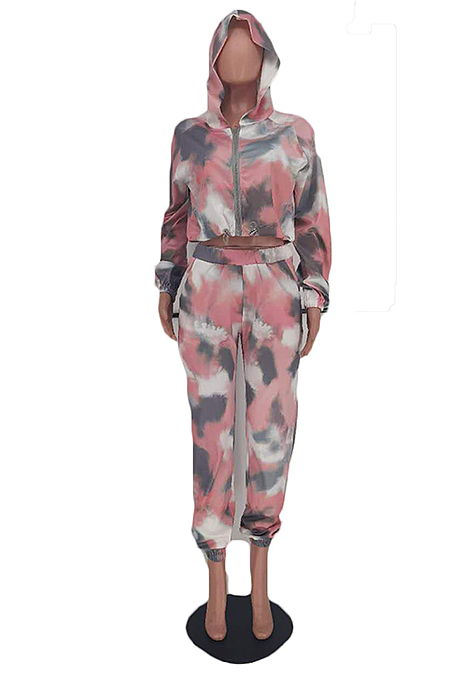 Casual Print Long Sleeve Anti-Ageing Pants Sets MLD5012