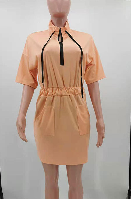 Trendy Casual At Home Pure Color Mini Dress AYM5007