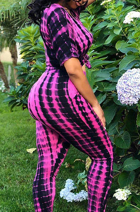 Printing Casual Short Sleeve Two-pieces QQX1209
