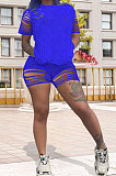 Fashion Women Pure Color Hole Sport Shorts Sets AYM5005