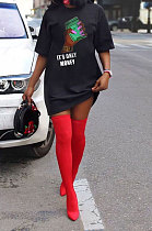 Womne Casual Printing Loose Mini Dress QQX1204