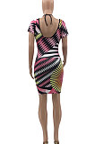 Backless Printing Milk Silk Skirts Sets KXL816