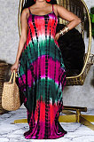 Tie Dye Printing Loose Gallus Long Dress (Contain Pocket）RMH8908