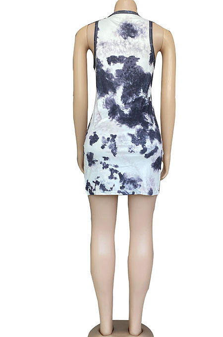 Sexy Cultivate One’s Morality Temperament Package Buttocks Printing Set Head Pit Bar Sleeveless Mini Dress CYC747