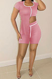 Pure Color Irregularity Casual Milk Silk Shorts Sets KXL827