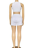 Sexy Women Navel Exposure Sleeveless Vest Trendy Shorts Sets CYC741
