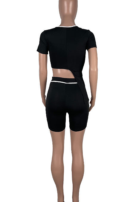 Pure Color Irregularity Casual Milk Silk Shorts Sets KXL827
