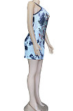 Sexy Cultivate One’s Morality Temperament Package Buttocks Printing Set Head Pit Bar Sleeveless Mini Dress CYC747