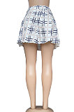 Sexy Club Plaid Open Fork Irregularity Vintage Printing  Skirts CYC745