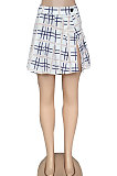 Sexy Club Plaid Open Fork Irregularity Vintage Printing  Skirts CYC745