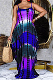 Tie Dye Printing Loose Gallus Long Dress (Contain Pocket）RMH8908