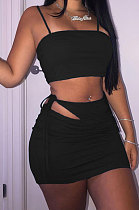 Sexy Club Bind Temperament Commuter Gallus Pure Color Skirts Two-Pieces  CYC755