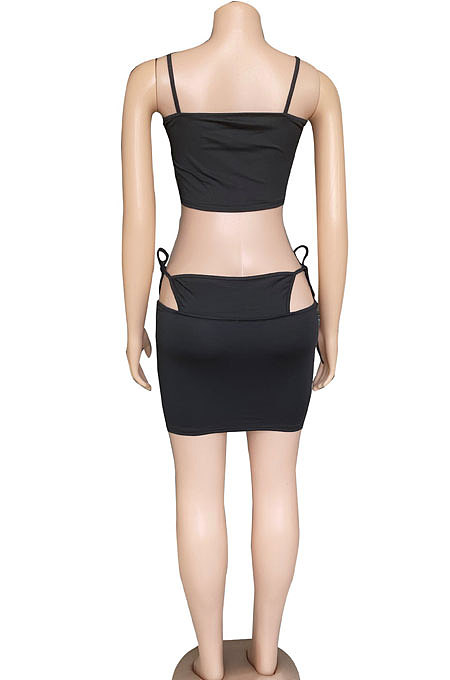 Sexy Club Bind Temperament Commuter Gallus Pure Color Skirts Two-Pieces  CYC755