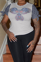 Trendy Digital Printing Spliced T Shirts AMW8183