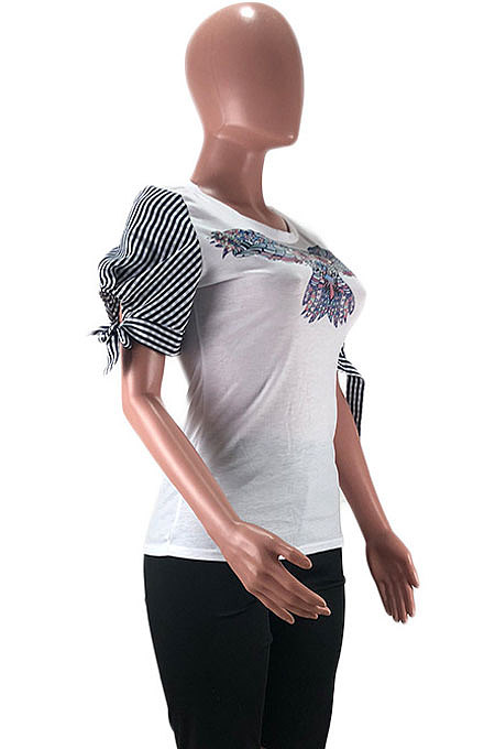 Trendy Digital Printing Spliced T Shirts AMW8183