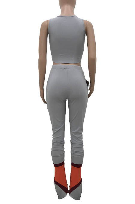 Women Hollow Out Sport Casual Flare Leg Pants Two-Pieces AMW8305