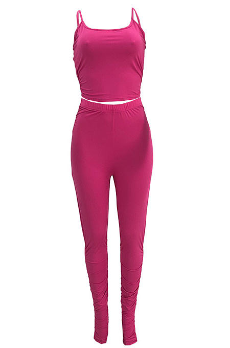 Pure Color Sexy Ruffle At Home Pants Sets AMW8205