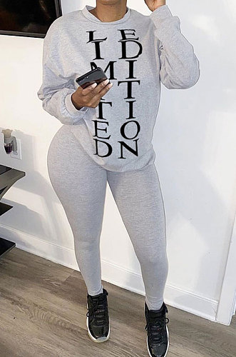 Loose At Home Casual Long Sleeve Letter Printing Pants Sets AMW8242