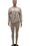 Loose At Home Casual Long Sleeve Letter Printing Pants Sets AMW8242