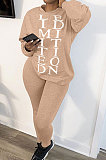 Loose At Home Casual Long Sleeve Letter Printing Pants Sets AMW8242