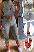 Women Hollow Out Sport Casual Flare Leg Pants Two-Pieces AMW8305