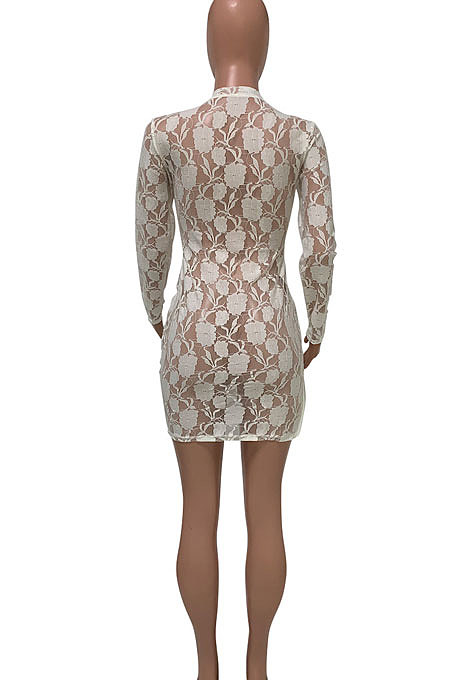 Perspective Sexy Club Zipper Open Fork Mini Dress Q795