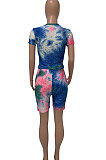 Women Pineapple Cloth Yoga Suit Casual Sport Tie Dye Shorts Sets Q797