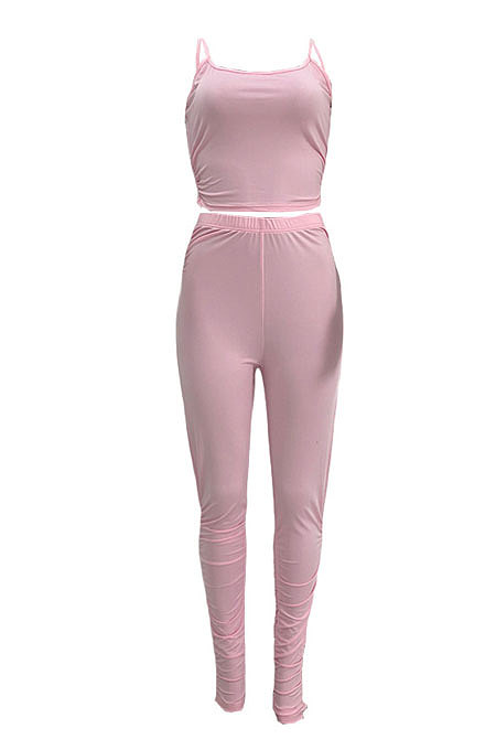 Pure Color Sexy Ruffle At Home Pants Sets AMW8205