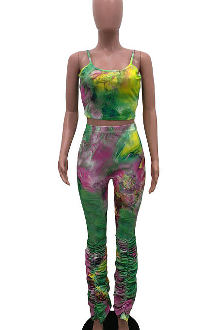 Sexy Printing Ruffle Pants Sets AMW8186