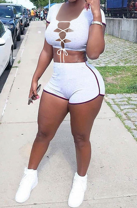 Women Spliced Bind Sexy Shorts Sets OH8039