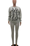 Loose At Home Casual Long Sleeve Letter Printing Pants Sets AMW8242