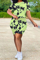 Women Pineapple Cloth Yoga Suit Casual Sport Tie Dye Shorts Sets Q797